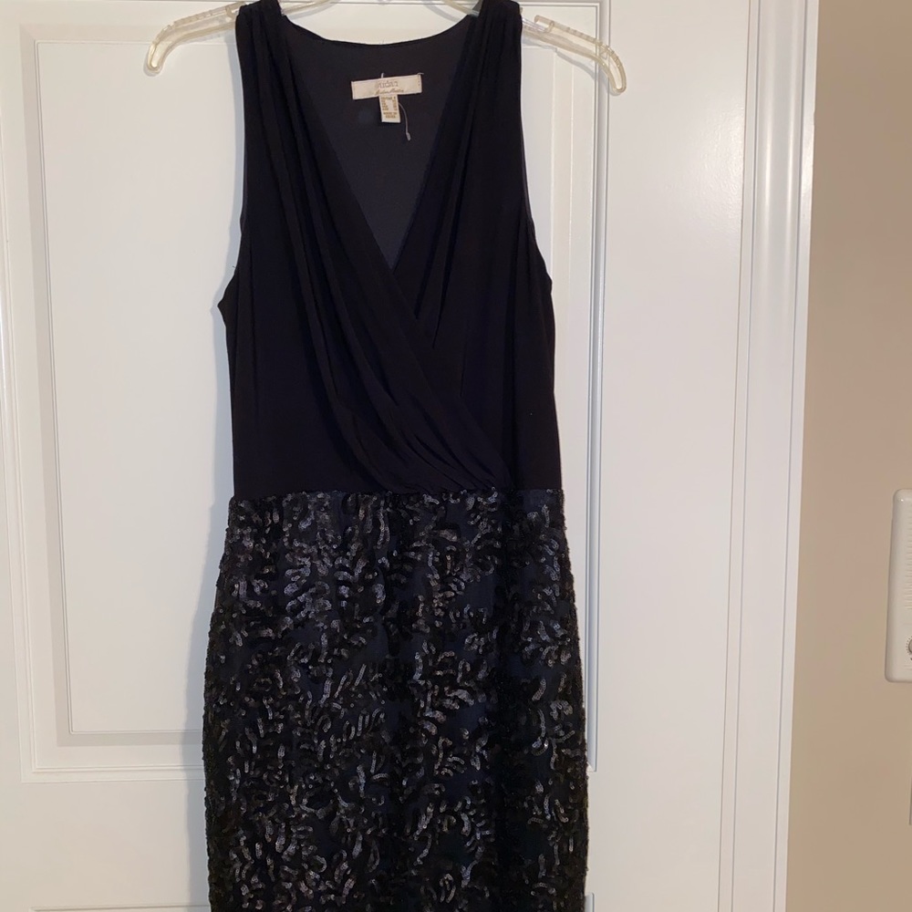 New Aidan Mattox Long Black Sequin Gown
